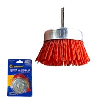 Щетка для дрели чашечная нейлоновая 75 мм, 3", со шпилькой, "MAXIMUM" MX 18273